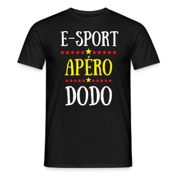 ESport apéro dodo - T-shirt homme - noir - Devant - AI Model Male 178 light (178cm)