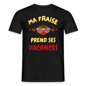ma fraise prend ses vacances - T-shirt homme - noir - Devant - AI Model Male 178 light (178cm)