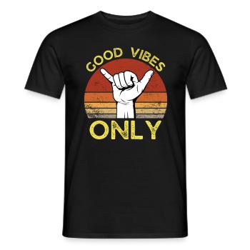 GOOD VIBES ONLY SUNSET RETRO VINTAGE SURF - T-shirt homme - noir - Devant - AI Model Male 178 light (178cm)