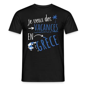 je veux des vacances en Grèce - T-shirt homme - noir - Devant - AI Model Male 178 light (178cm)