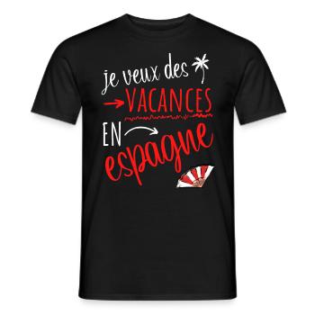 je veux des vacances en Espagne - T-shirt homme - noir - Devant - AI Model Male 178 light (178cm)