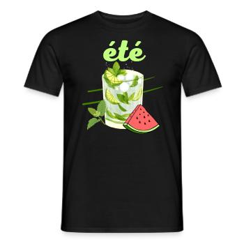 été cocktail mojito pastèque couleurs vives - T-shirt homme - noir - Devant - AI Model Male 178 light (178cm)