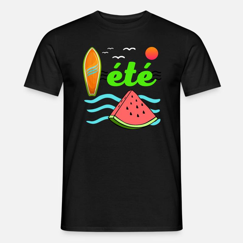 été mer océan pastèque couleurs vives surf - T-shirt homme - noir