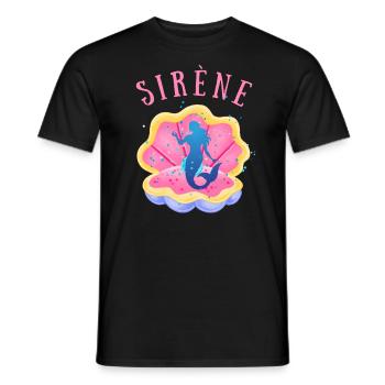 sirène coquillage perle - T-shirt homme - noir - Devant - AI Model Male 178 light (178cm)