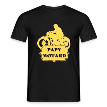 PAPY MOTARD étiquette Vintage Rétro - T-shirt homme - noir - Devant - AI Model Male 178 light (178cm)