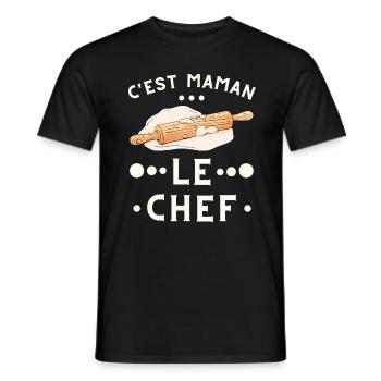 C'est maman le chef - rouleau à pâtisseries - T-shirt homme - noir - Devant - AI Model Male 178 light (178cm)
