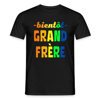 Bientôt Grand Frère couleurs vives - T-shirt homme - noir - Devant - AI Model Male 178 light (178cm)