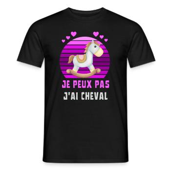 Cheval Equitation Humour - J''ai cheval à bascule - T-shirt homme - noir - Devant - AI Model Male 178 light (178cm)