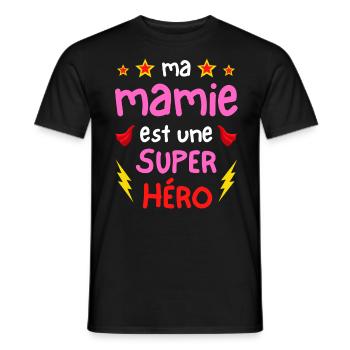 Ma mamie est une super héro - cape et éclairs - T-shirt homme - noir - Devant - AI Model Male 178 light (178cm)