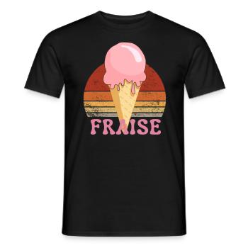 Glace à la fraise dessin Vintage Sunset - T-shirt homme - noir - Devant - AI Model Male 178 light (178cm)