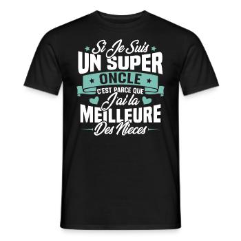 Super Oncle - Humour Cadeau Nièce Tonton - T-shirt homme - noir - Devant - AI Model Male 178 light (178cm)