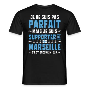 Marseille Football Je ne suis pas parfait mais - T-shirt homme - noir - Devant - AI Model Male 178 light (178cm)