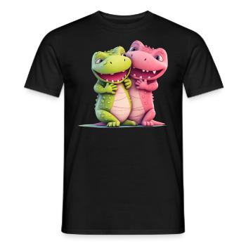 Niedlicher Dinosaurus kuschelt Paar Matching - Männer T-Shirt - Schwarz - Vorne - AI Model Male 178 light (178cm)