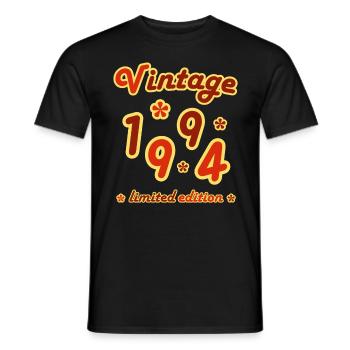 Vintage 1994 Birthday Funny Retro Numbers - Men's T-Shirt - black - Front - AI Model Male 178 light (178cm)