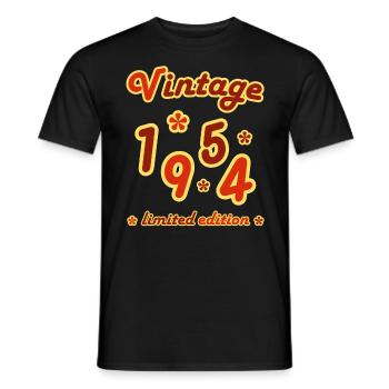Vintage 1954 Birthday Funny Retro Numbers - Men's T-Shirt - black - Front - AI Model Male 178 light (178cm)