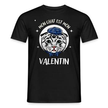 Mon Chat est mon Valentin - T-shirt homme - noir - Devant - AI Model Male 178 light (178cm)