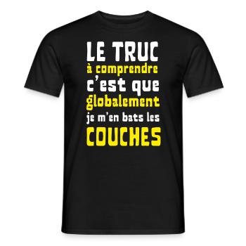 Globalement je m'en bats les couches - T-shirt homme - noir - Devant - AI Model Male 178 light (178cm)