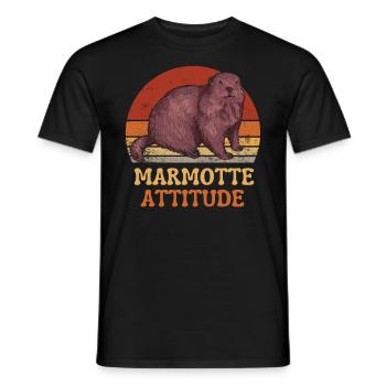 MARMOTTE ATTITUDE - T-shirt homme - noir - Devant - AI Model Male 178 light (178cm)