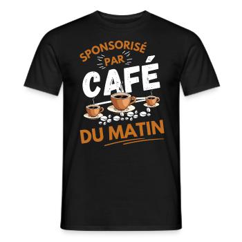 Sponsorisé par café du matin - T-shirt homme - noir - Devant - AI Model Male 178 light (178cm)