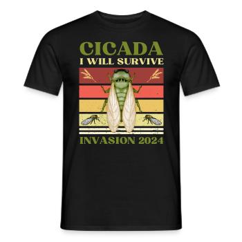 CHEMISE JE SURVIVRAI À L'INVASION DES CIGALE 2024 - T-shirt homme - noir - Devant - AI Model Male 178 light (178cm)