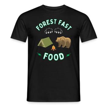 Forest Fast Food for Bear - Camping and outdoor - Men's T-Shirt - black - Front - AI Model Male 178 light (178cm)