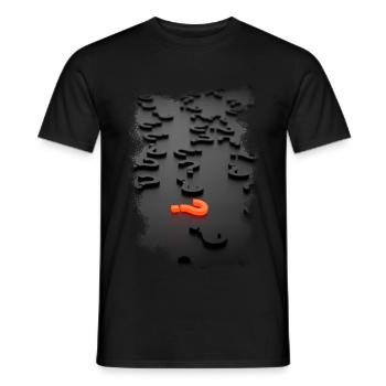 3D design question mark effect - Men's T-Shirt - black - Front - AI Model Male 178 light (178cm)