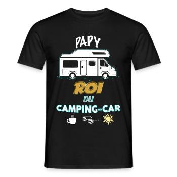 Camping-car papy Roi - T-shirt homme - noir - Devant - AI Model Male 178 light (178cm)