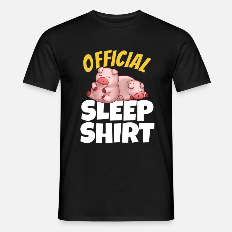 Cadeaux mignons de cochon endormi - T-shirt homme - noir