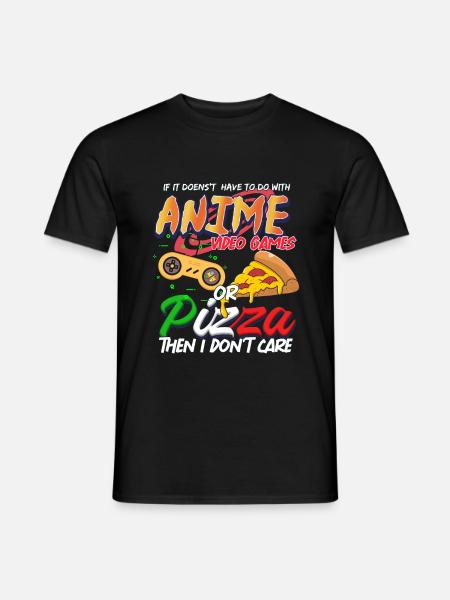 Anime Video Games Pizza Gift - Men's T-Shirt - black