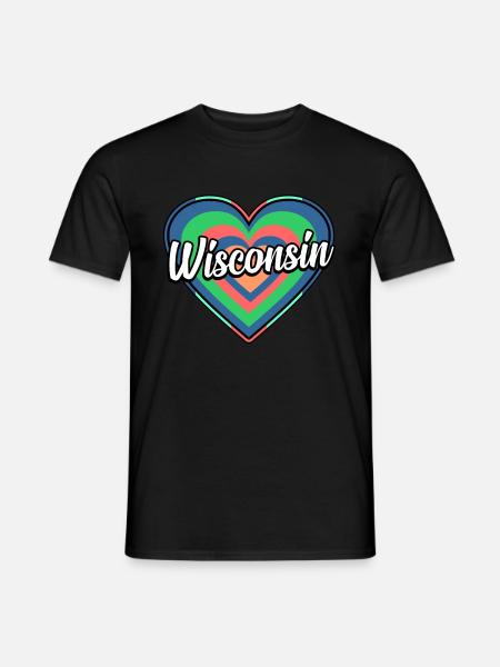 Buntes Herz geschenk Wisconsins - Männer T-Shirt - Schwarz