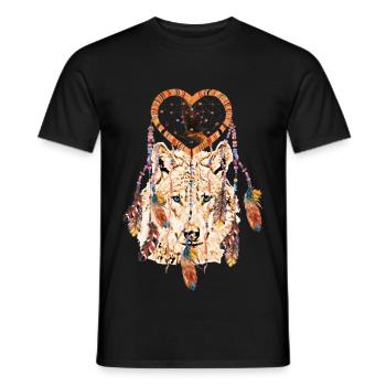 Wolf Traumfänger Herz Falke - Männer T-Shirt - Schwarz - Vorne - AI Model Male 178 light (178cm)