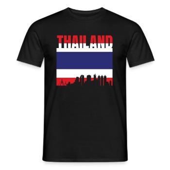 Thailand Flagge Skyline Geschenk - Männer T-Shirt - Schwarz - Vorne - AI Model Male 178 light (178cm)