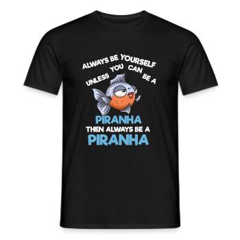 Piranha Geschenk - Männer T-Shirt - Schwarz - Vorne - AI Model Male 178 light (178cm)