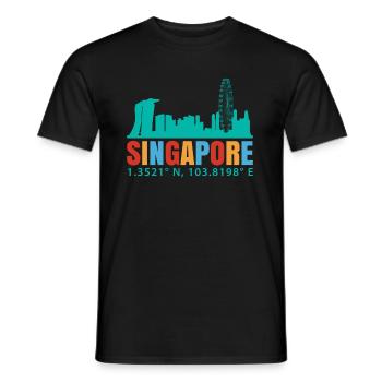 Singapur - Männer T-Shirt - Schwarz - Vorne - AI Model Male 178 light (178cm)