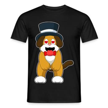 Mariage avec le marié chien avec haut-de-forme - T-shirt homme - noir - Devant - AI Model Male 178 light (178cm)