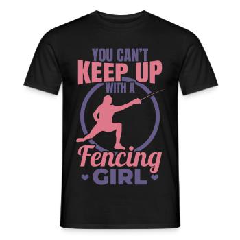 Fecht Mädchen - Männer T-Shirt - Schwarz - Vorne - AI Model Male 178 light (178cm)