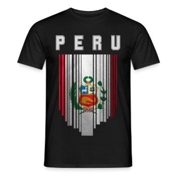 Drapeau du Pérou, fierté péruvienne - T-shirt homme - noir - Devant - AI Model Male 178 light (178cm)