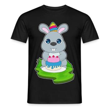 Gâteau d’anniversaire lapin - T-shirt homme - noir - Devant - AI Model Male 178 light (178cm)