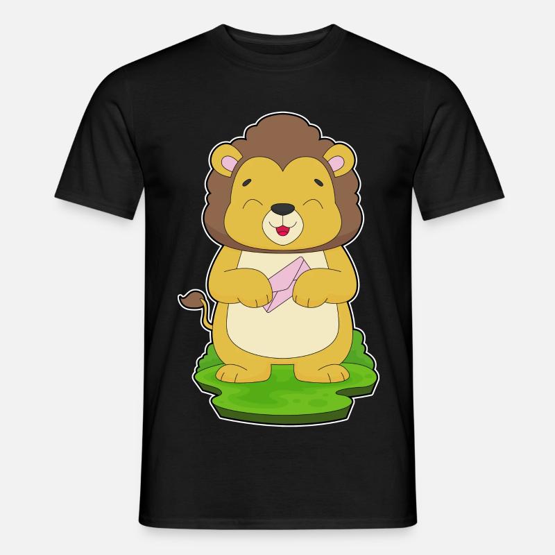 Löwe Briefumschlag - Männer T-Shirt - Schwarz