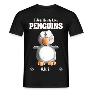 I Just Really Like Penguins Pinguin Spruch - Männer T-Shirt - Schwarz - Vorne - AI Model Male 178 light (178cm)