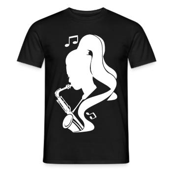 Saxophonistin Skizze - Männer T-Shirt - Schwarz - Vorne - AI Model Male 178 light (178cm)