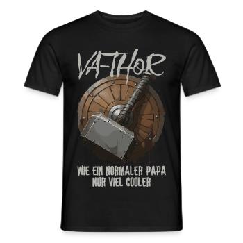 Viking Schild mit Hammer Design Va-Thor Vatertag - Männer T-Shirt - Schwarz - Vorne - AI Model Male 178 light (178cm)