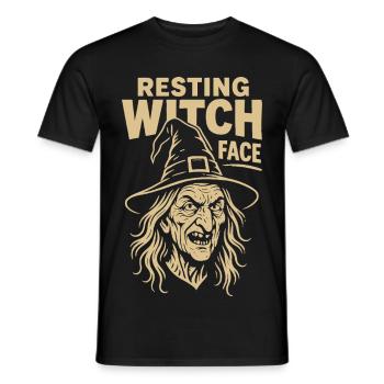 Ruhendes Hexengesicht Halloween Kostüm Spaß - Männer T-Shirt - Schwarz - Vorne - AI Model Male 178 light (178cm)