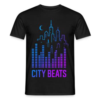 City Beats – Urban Sound - Men's T-Shirt - black - Front - AI Model Male 178 light (178cm)
