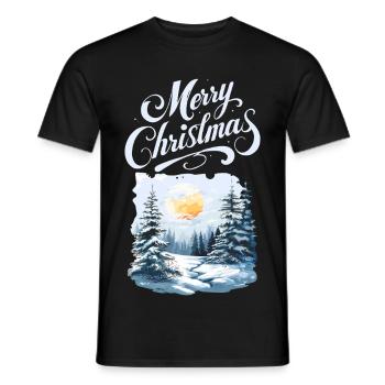 Frohe Weihnachten Waldlandschaft - Männer T-Shirt - Schwarz - Vorne - AI Model Male 178 light (178cm)