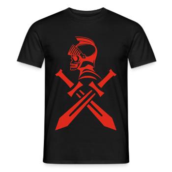 Roter Ritterschädel und gekreuzte Schwerter - Männer T-Shirt - Schwarz - Vorne - AI Model Male 178 light (178cm)