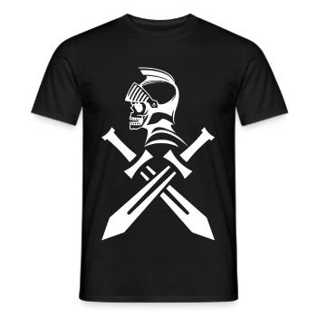 Crâne de chevalier blanc et épées croisées - T-shirt homme - noir - Devant - AI Model Male 178 light (178cm)