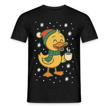 Drôle de canard Père Noël en famille - T-shirt homme - noir - Devant - AI Model Male 178 light (178cm)