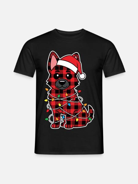 Deutscher Schäferhund Weihnachten Plaid Rot - Männer T-Shirt - Schwarz