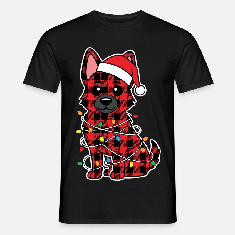 Deutscher Schäferhund Weihnachten Plaid Rot - Männer T-Shirt - Schwarz